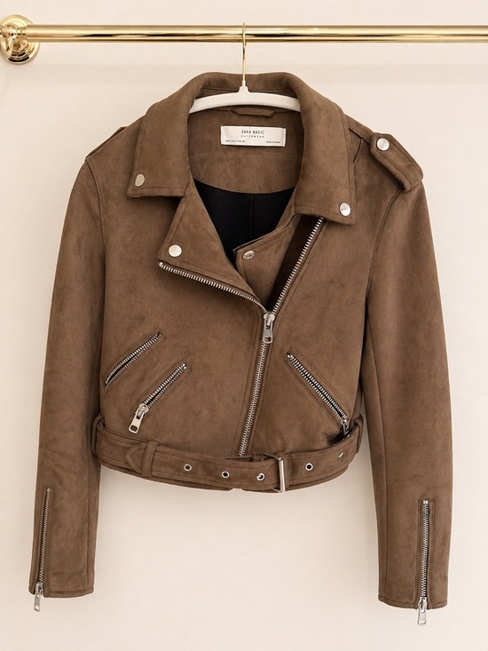 Zara Jackets & Blazers - Zara Taupe Brown Suede Moto Biker Jacket Small
